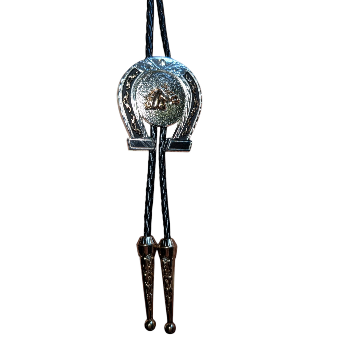 Western Bolo Tie (0015) - Horse w/ Horseshoe Design