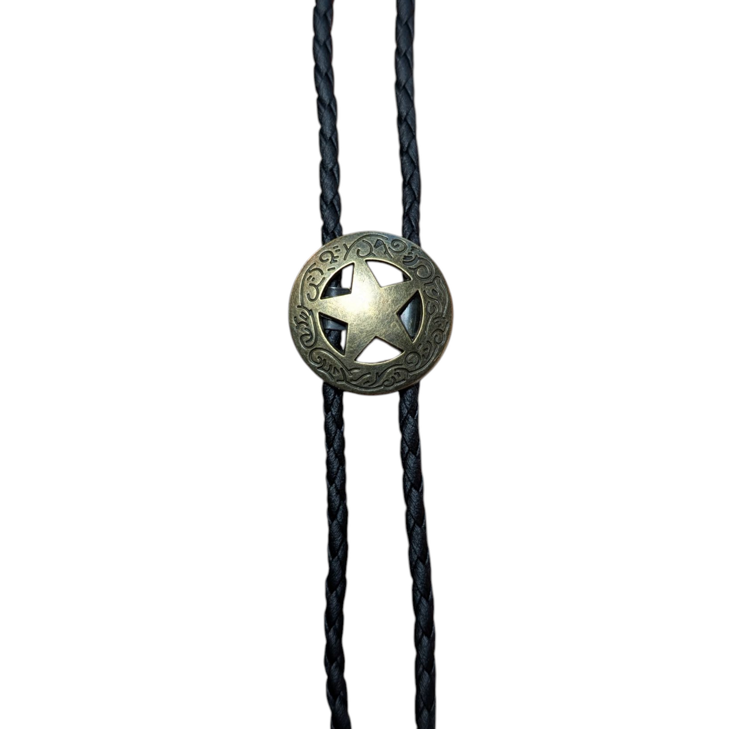 Western Bolo Tie (0016) - Bronze Star Circle