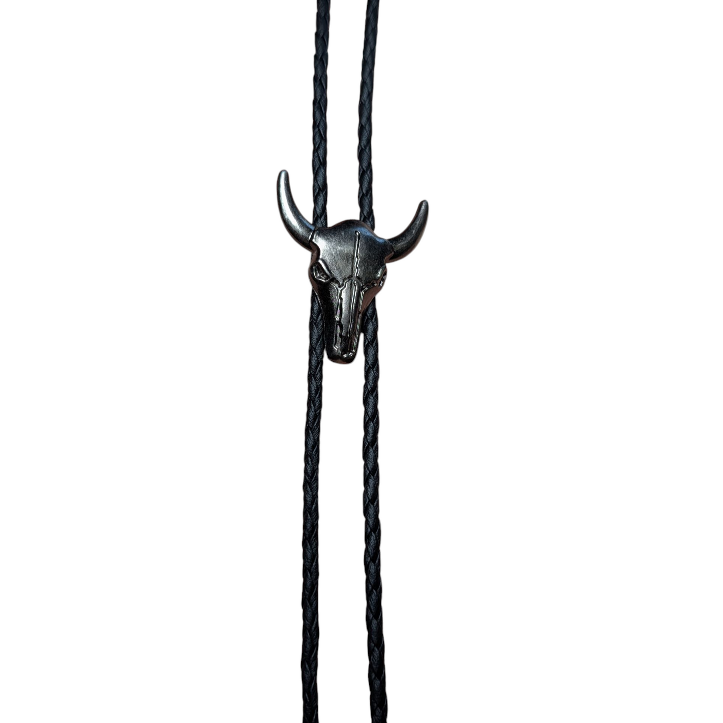 Western Bolo Tie (0023) - Silver Bull Head