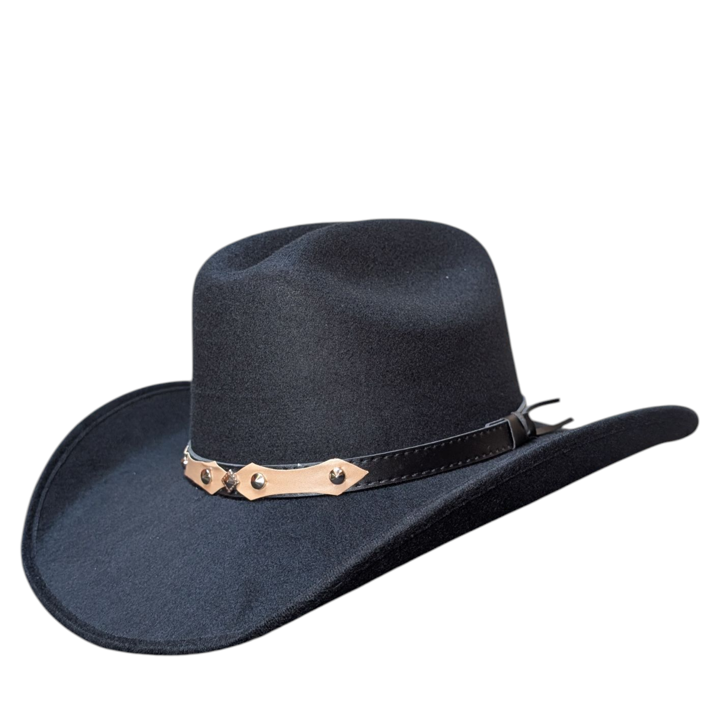 Rodeo Black Felt Cowboy Hat w/ Two-Tone Band