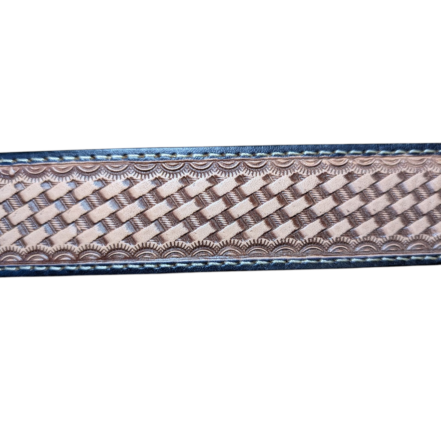 Western Leather Belt (0012) - Beige Woven Leather