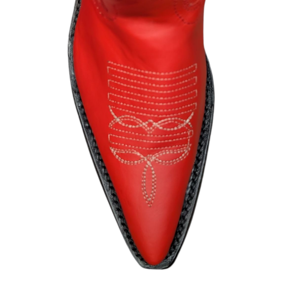 Women's Cowboy Boots (0084) - 14.5" Matte Red Leather Pointy Toe w/ Western Stitching