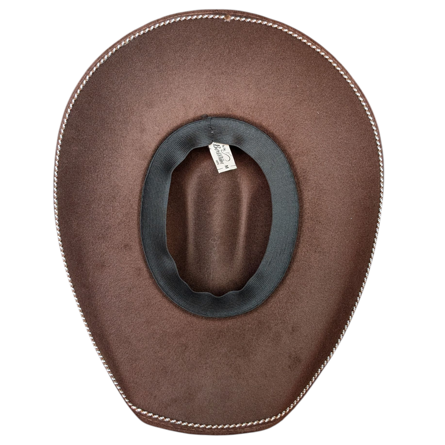 Brown Felt Cowboy Hat w/ White & Brown Accented Stitching