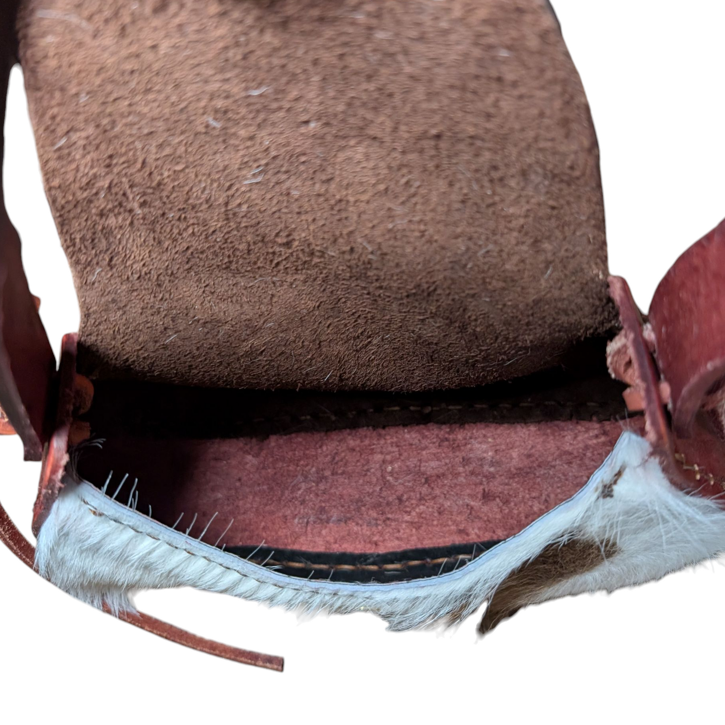 Handmade Leather Bag (0020) - Black & Red Leather w/ Cowhide