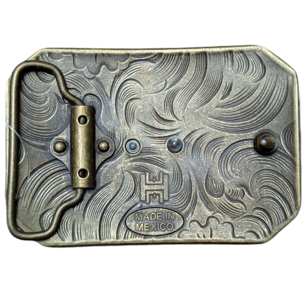 Western Buckle (0044) - Bronze w/ Galloping Horse and Rhinestones