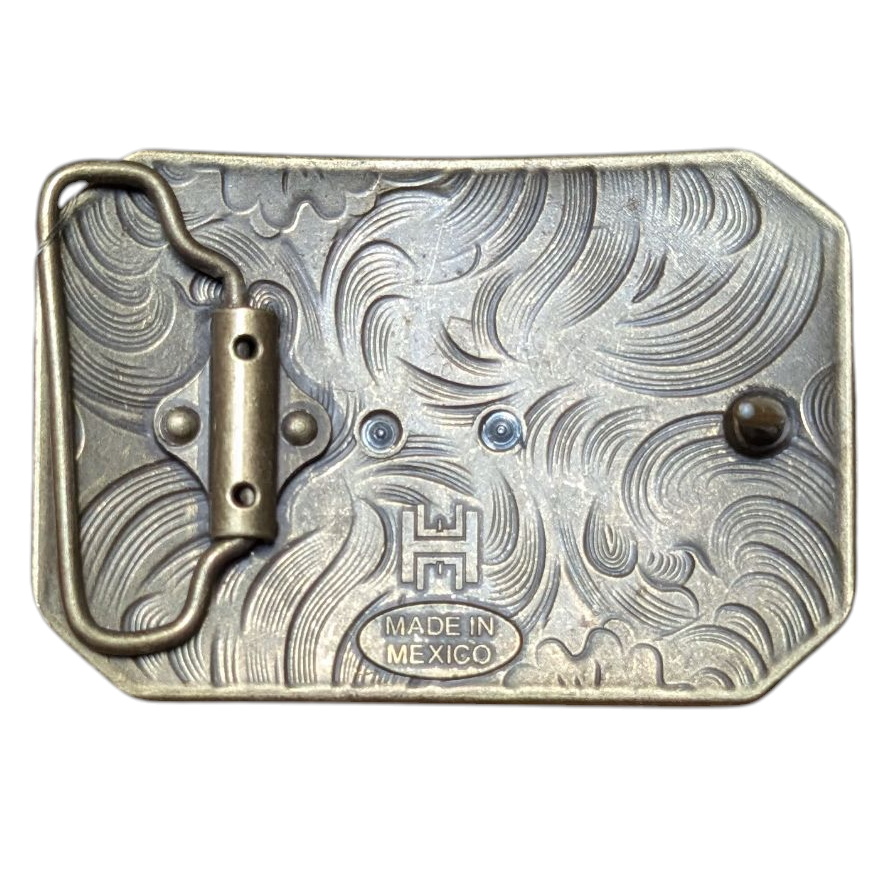 Western Buckle (0050) - Bronze w/ Silver Horse Head & Rhinestones