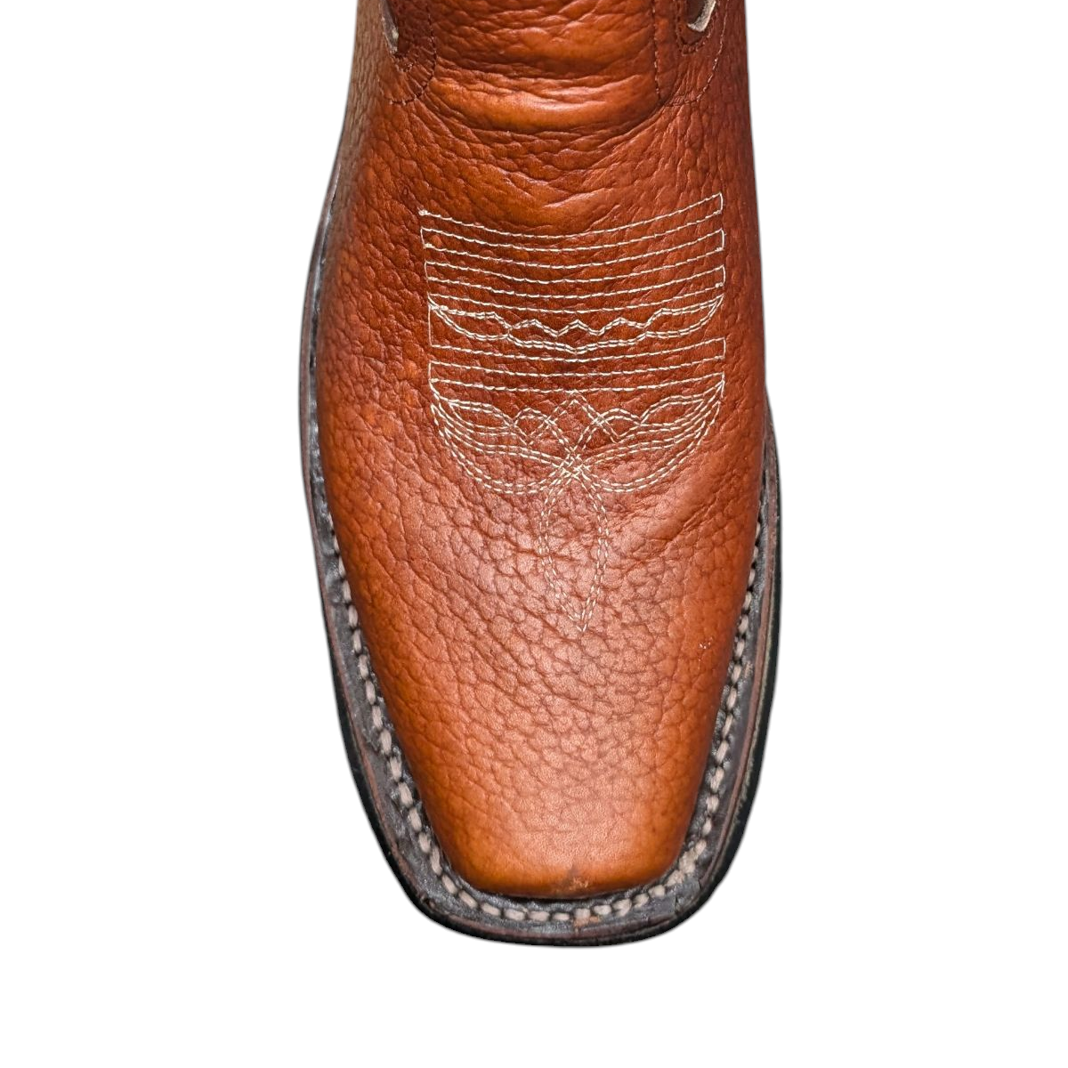 Unisex Cowboy Boots (0084) - 11.5" Textured Rust Orange Leather w/ Rodeo Toe