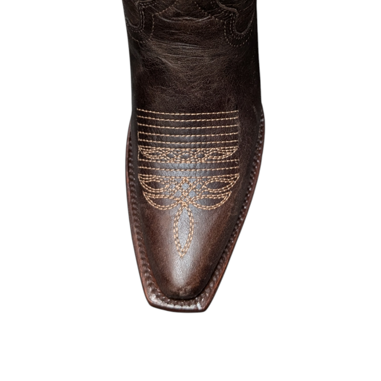 Women's Cowboy Boots (0100) - 15.5" Dark Rustic Brown Leather w/ Snip Toe (style1)