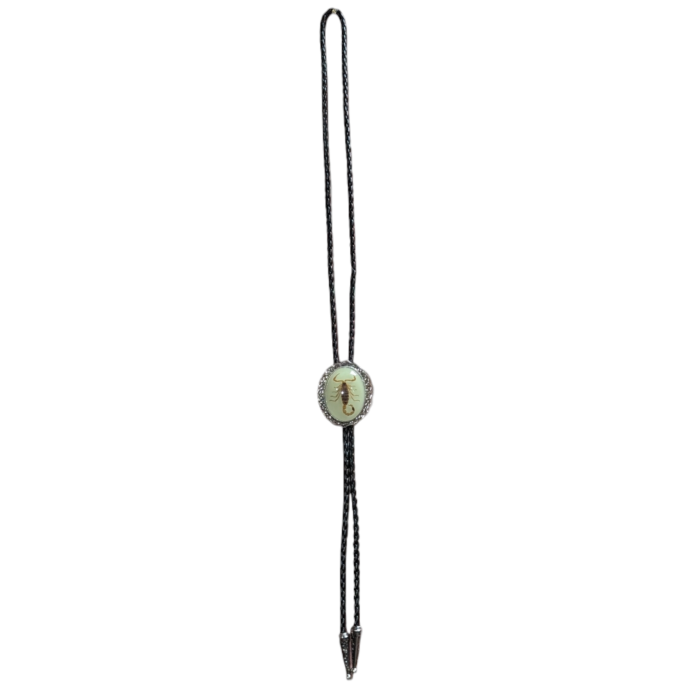 Western Bolo Tie (0056) - Silver w/ Genuine Scorpion