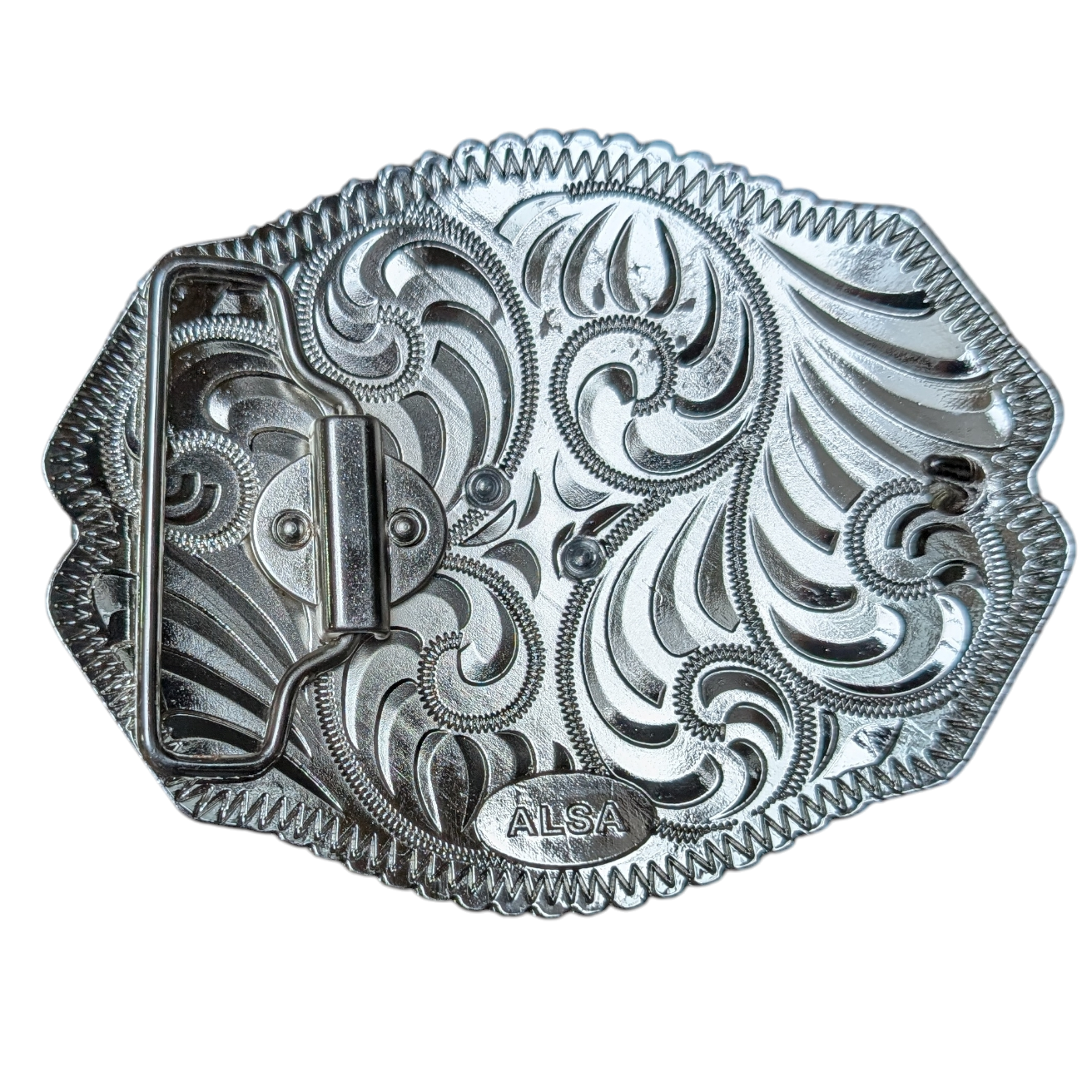 Western Buckle (0062) - Silver & Black w/ Gold Galloping Horse