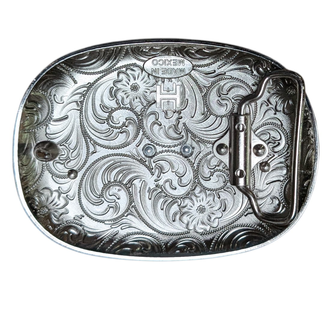 Western Buckle (0063) - Black & Mixed Metal w/ Longhorn