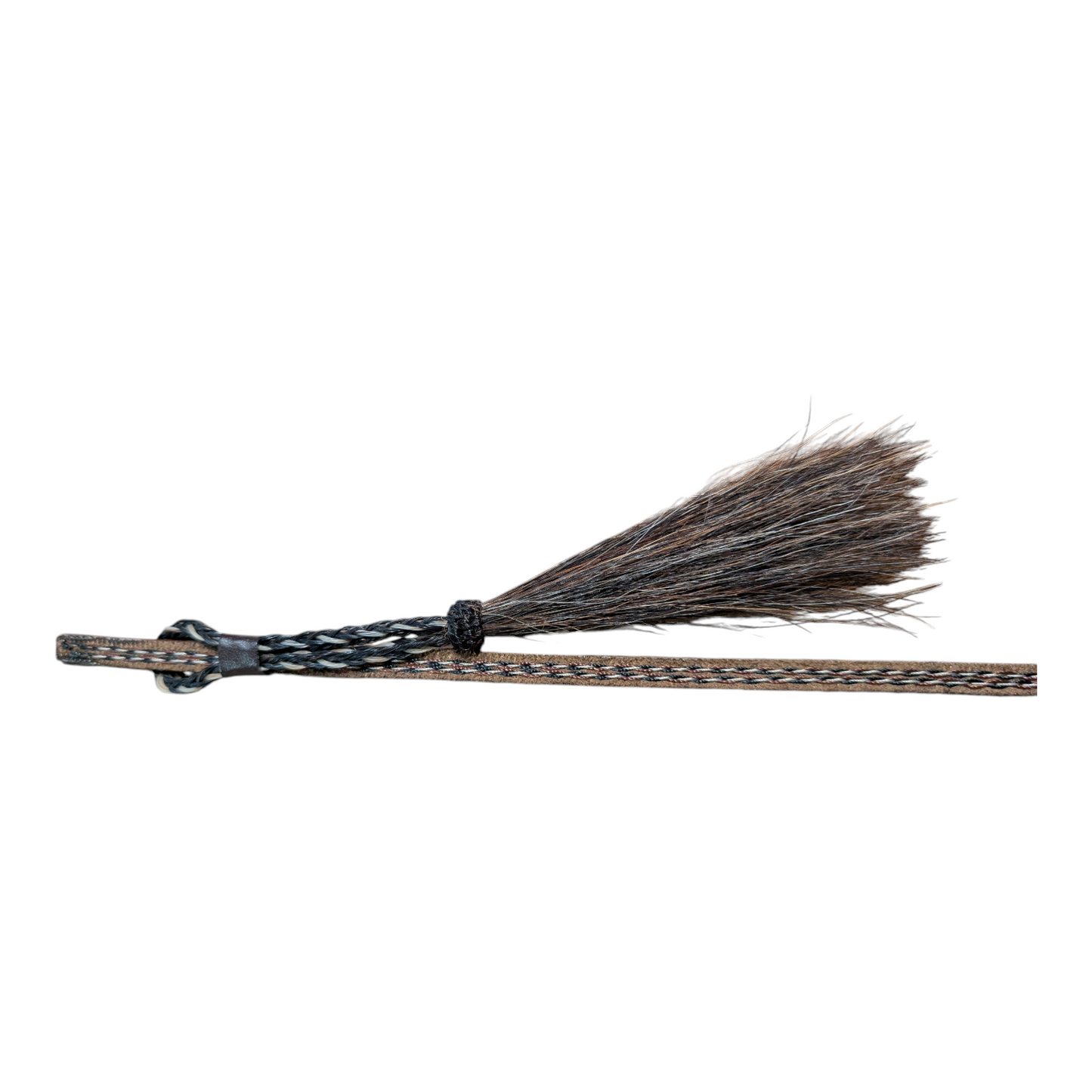 Hat Band (0012) Brown Leather w/ Longhorn and Horse Hair Tassel