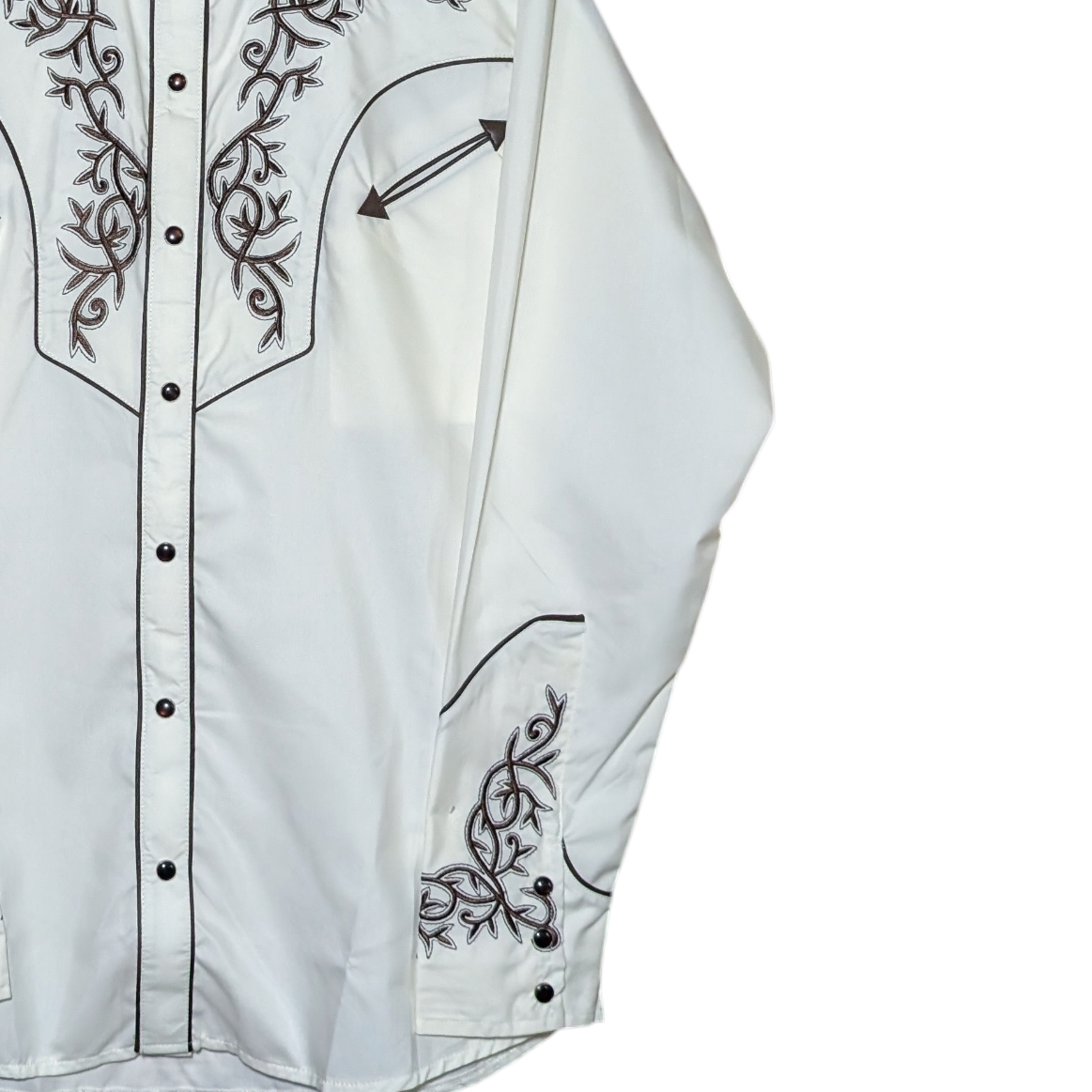Western Shirt (0022) - Cream w/ Brown Western Embroidery