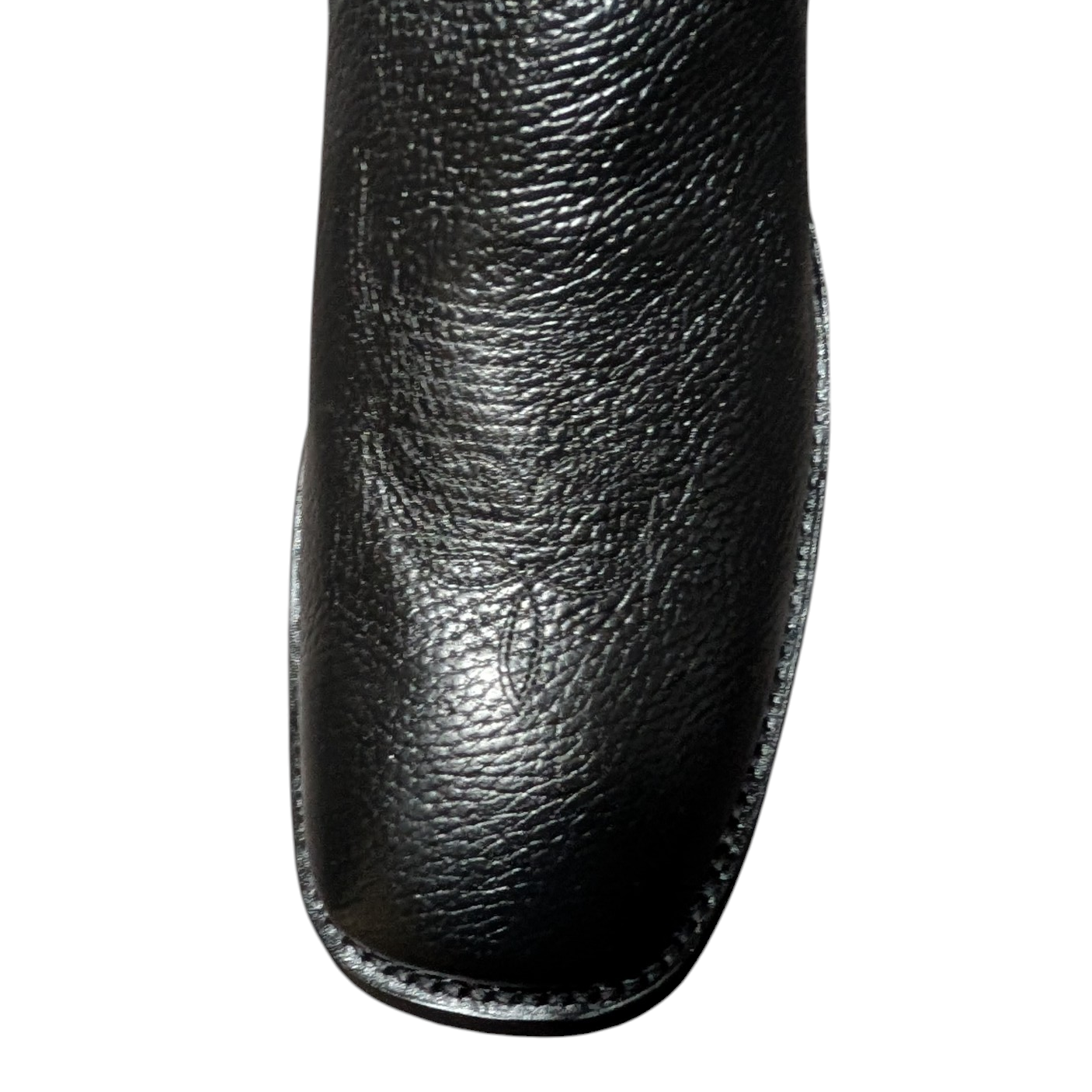 Western Ankle Boots (0098) - 7" Black Leather w/ Square Toe