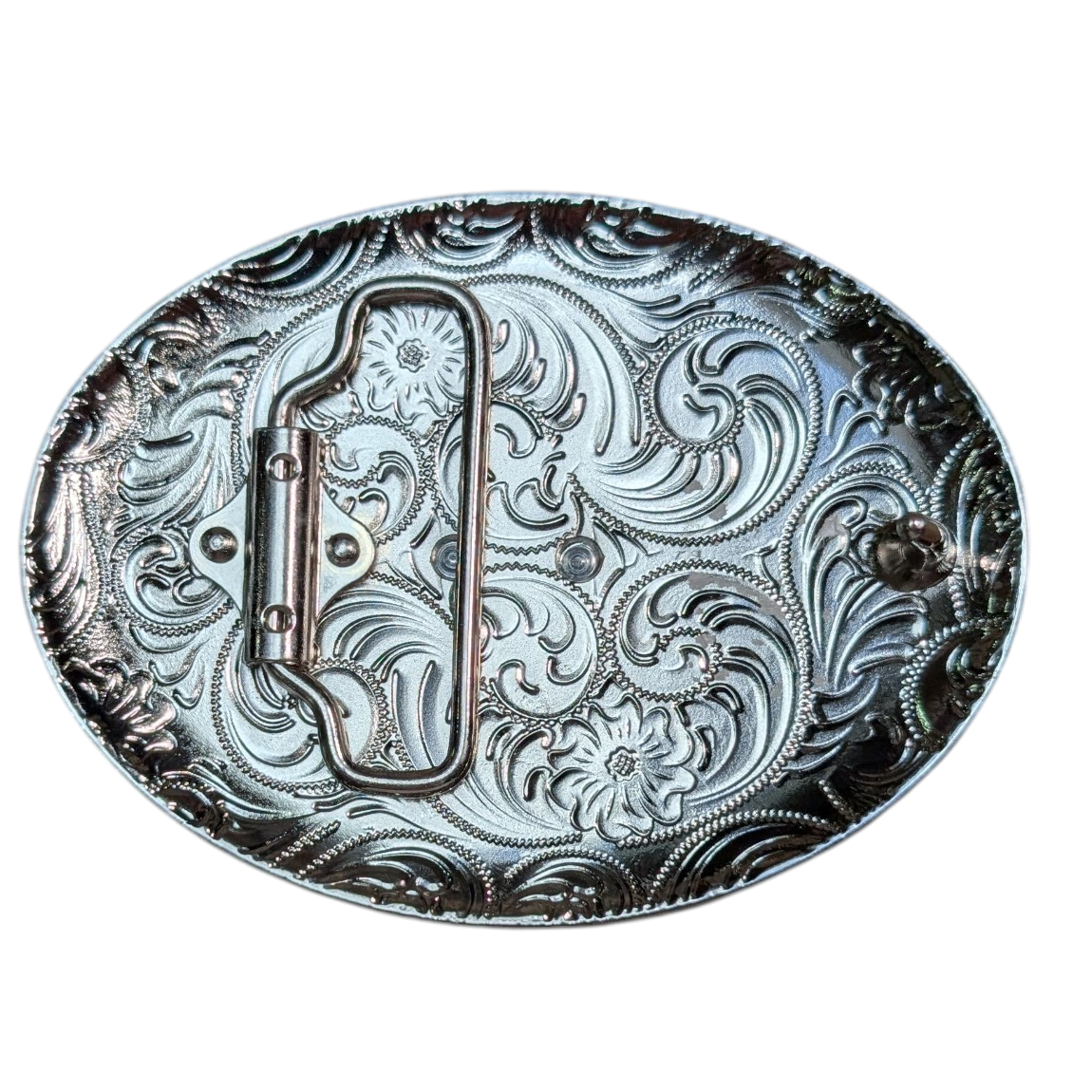 Western Buckle (0072) - Mixed Metal w/ Horse Head and Red Rhinestones