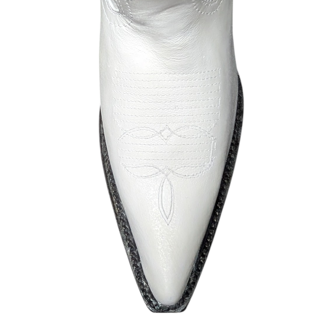 Cowboy Boots (0128) - 15.5" White Leather w/ Pointed Toe and Leather Sole