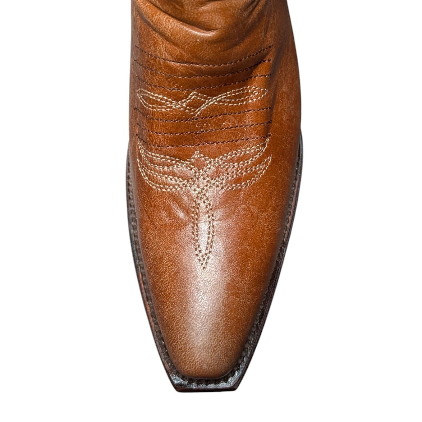 Cowboy Boots (0131) - 16" Brown Leather w/ Western Stitching & Snip Toe