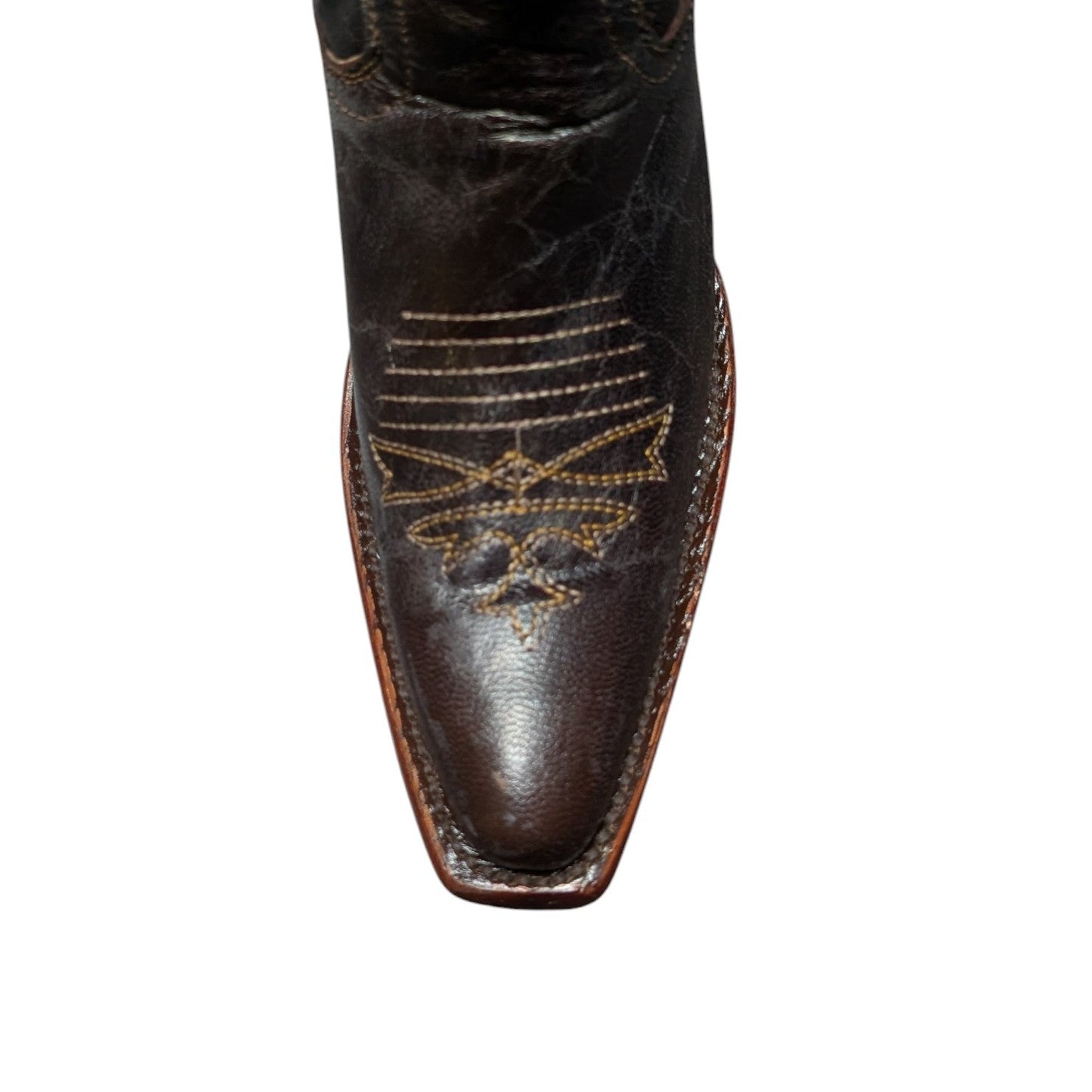 Cowboy Boots (0132) - 16" Dark Brown Leather w/ Western Stitching & Snip Toe