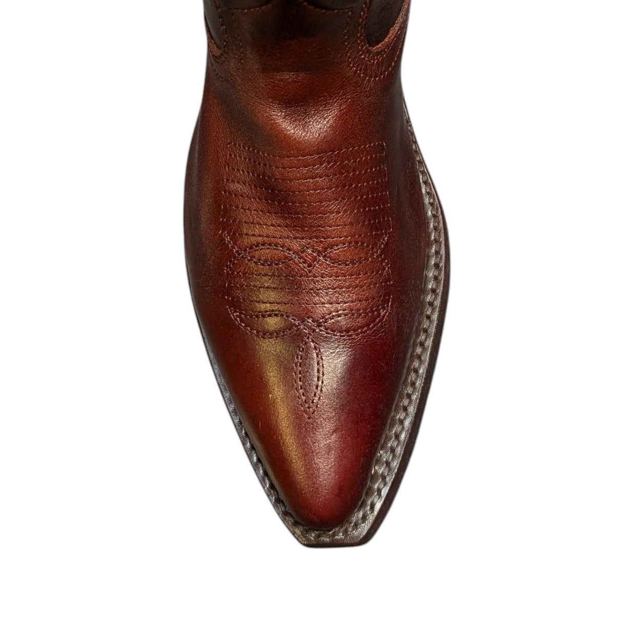 Cowboy Boots (0135) -15" Wide Calf Black Cherry Leather w/ Snip Toe & Rubber Sole