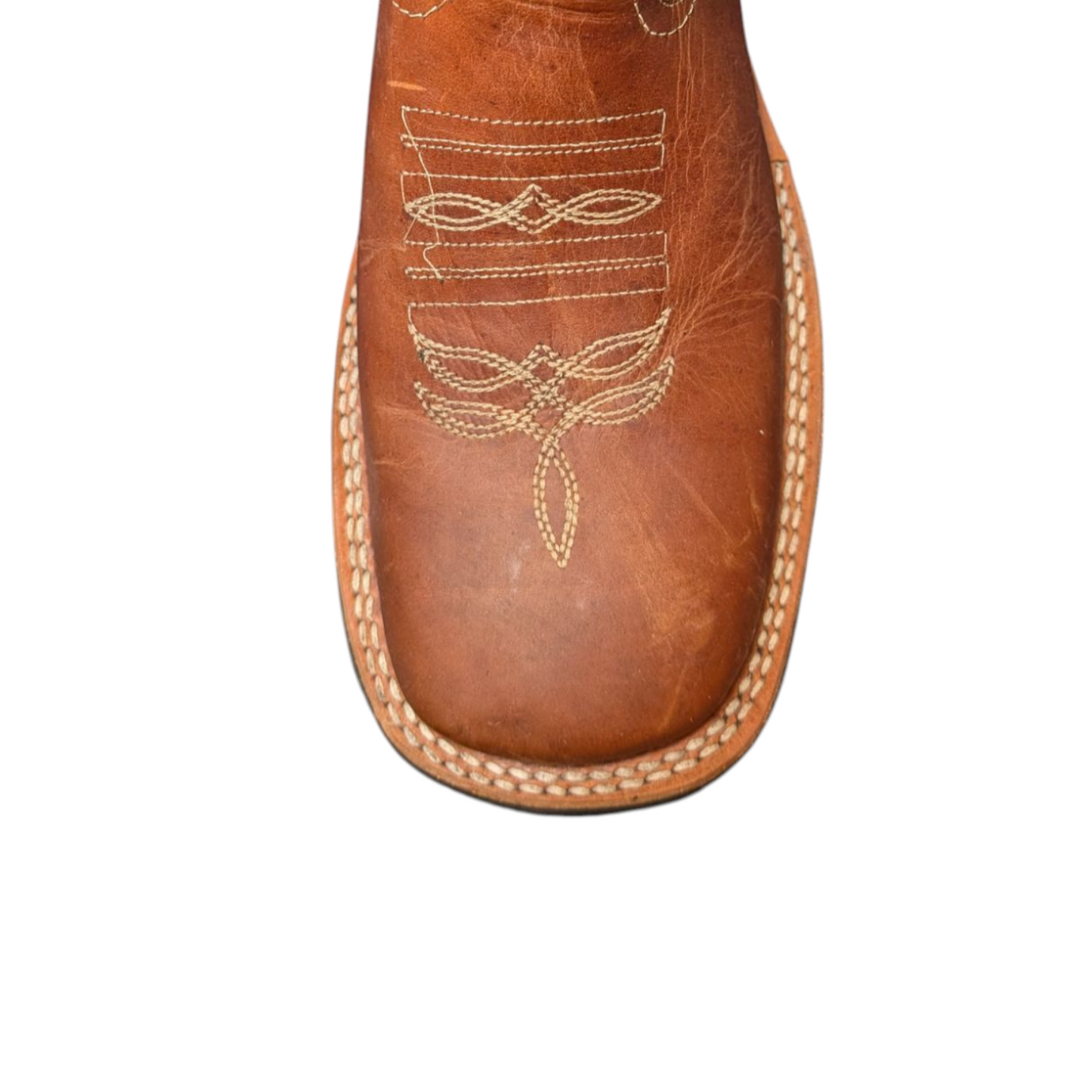 Men's Cowboy Boots (0043) - Two-tone Brown Leather w/ Square Toe