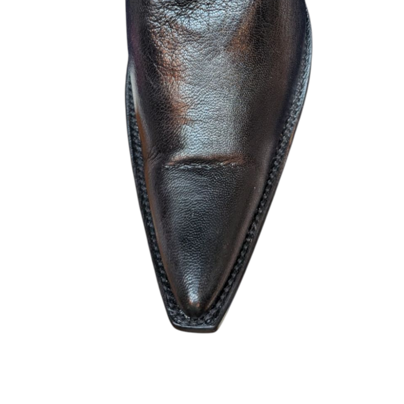 Unisex Cowboy Boots (0051) - Black Sheep-hide Leather w/ Pointed Toe