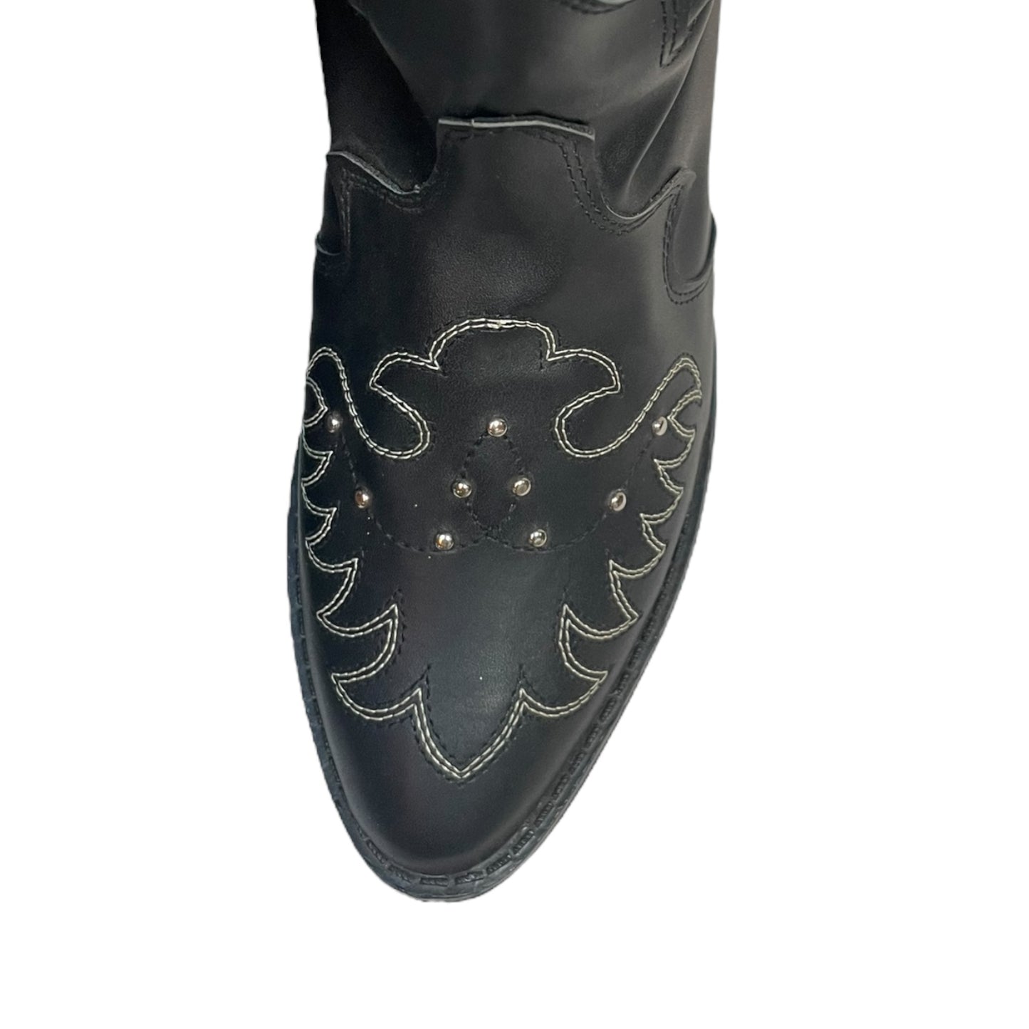 Women's Cowboy Boots (0037) - 24" Above-Knee (Synthetic Leather) Black with Round Toe
