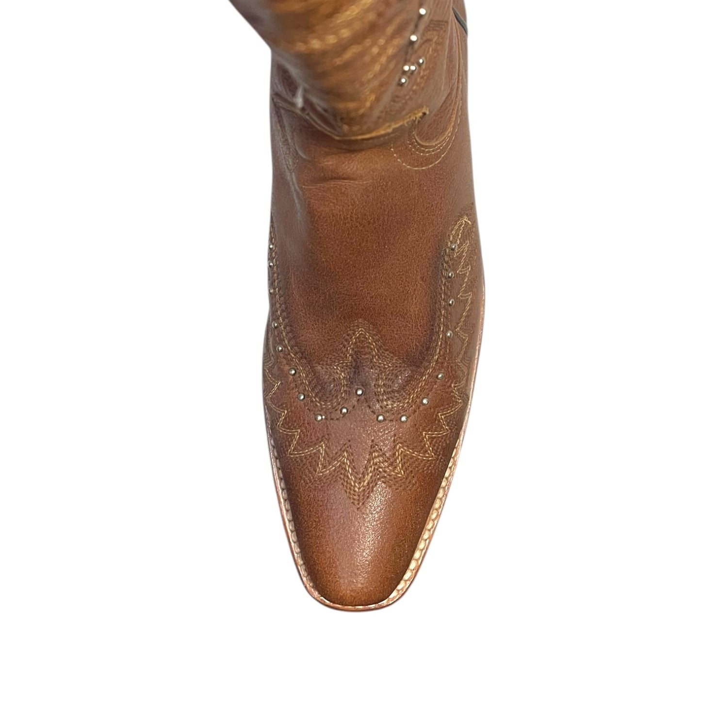 Women's Cowboy Boots (0034) - 17" Tall Brown Leather Snip Toe