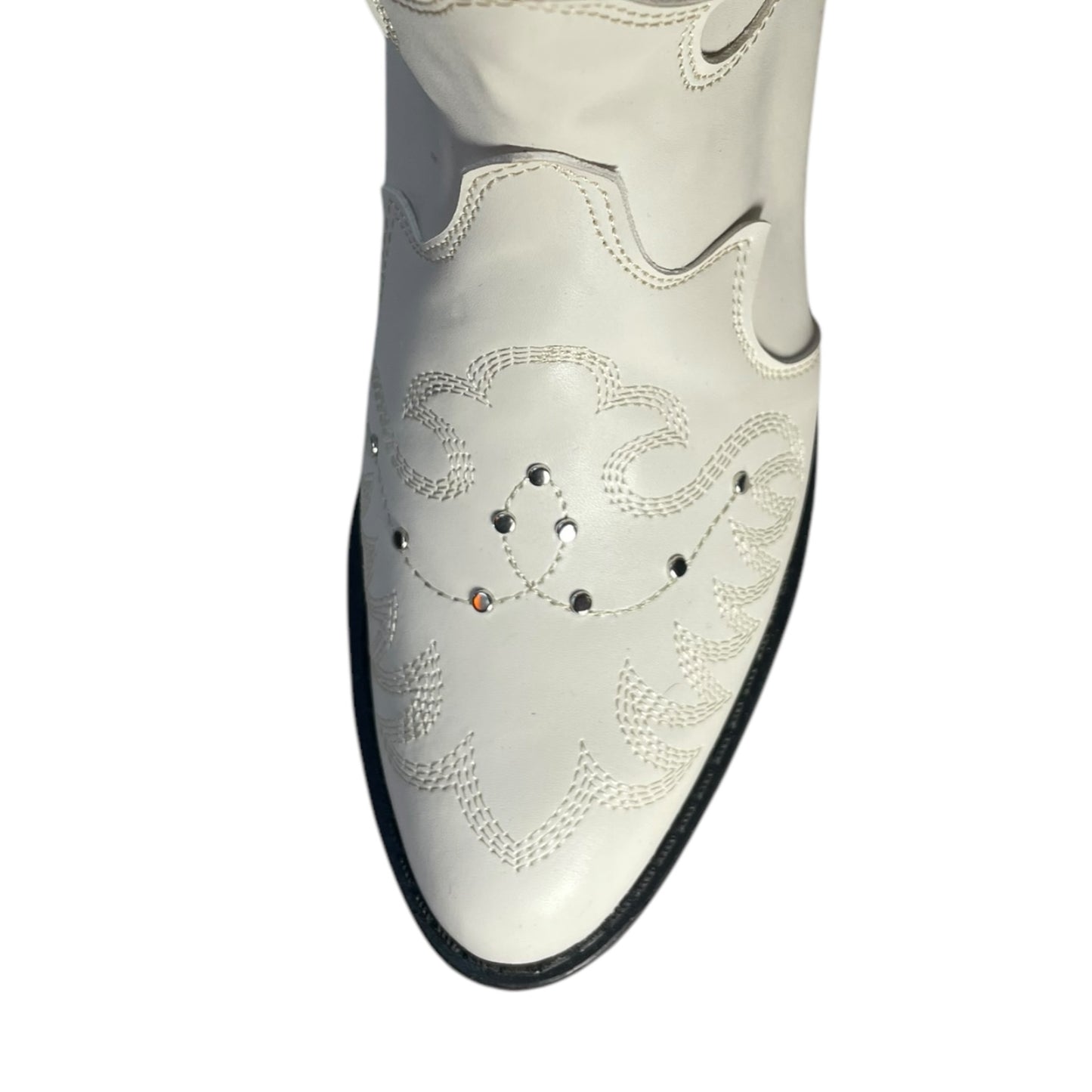 Women's Cowboy Boots (0038) - 24" Above-Knee (Synthetic Leather) White with Round Toe