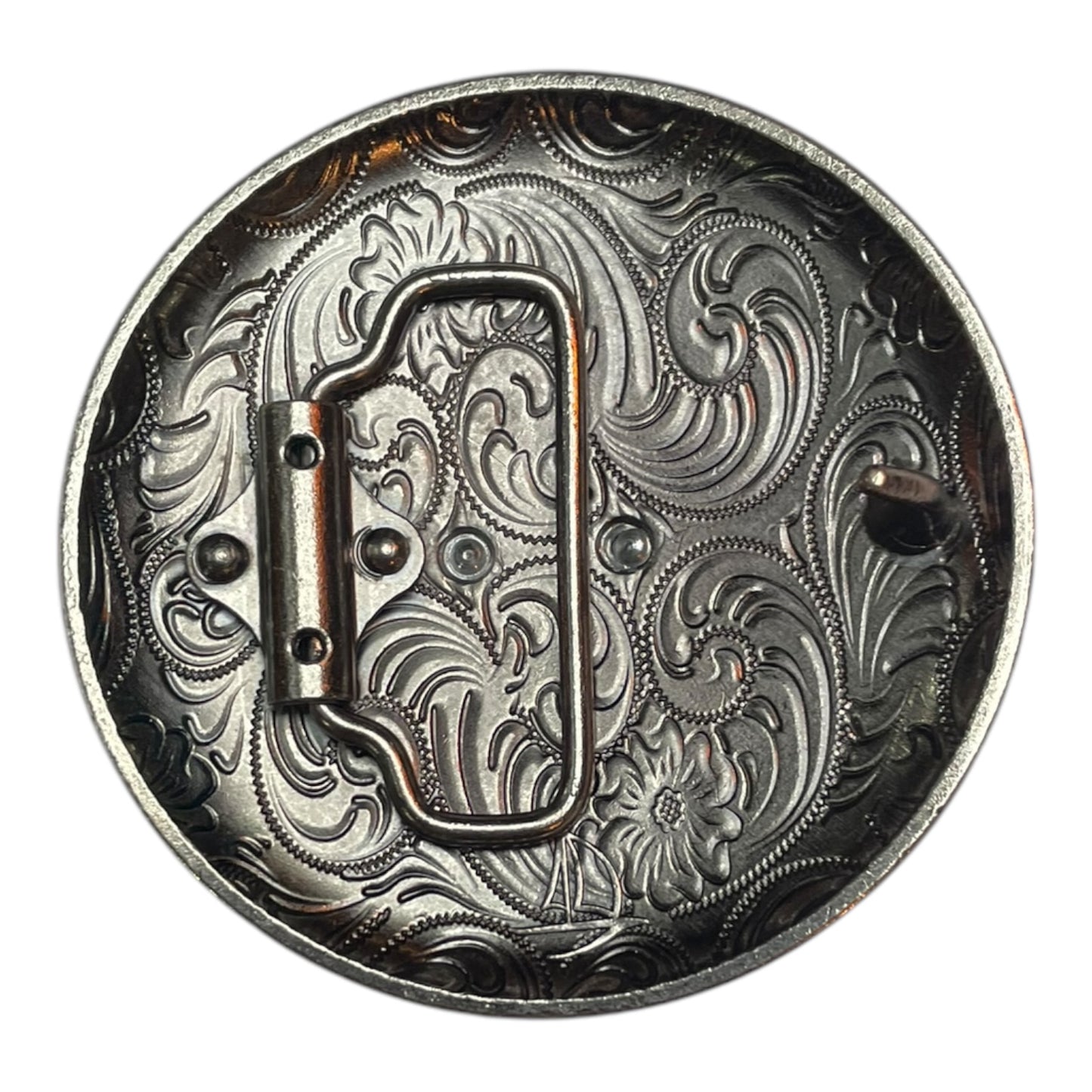 Western Buckle (0014) - Silver Horse Head w/ Blue Rhinestones