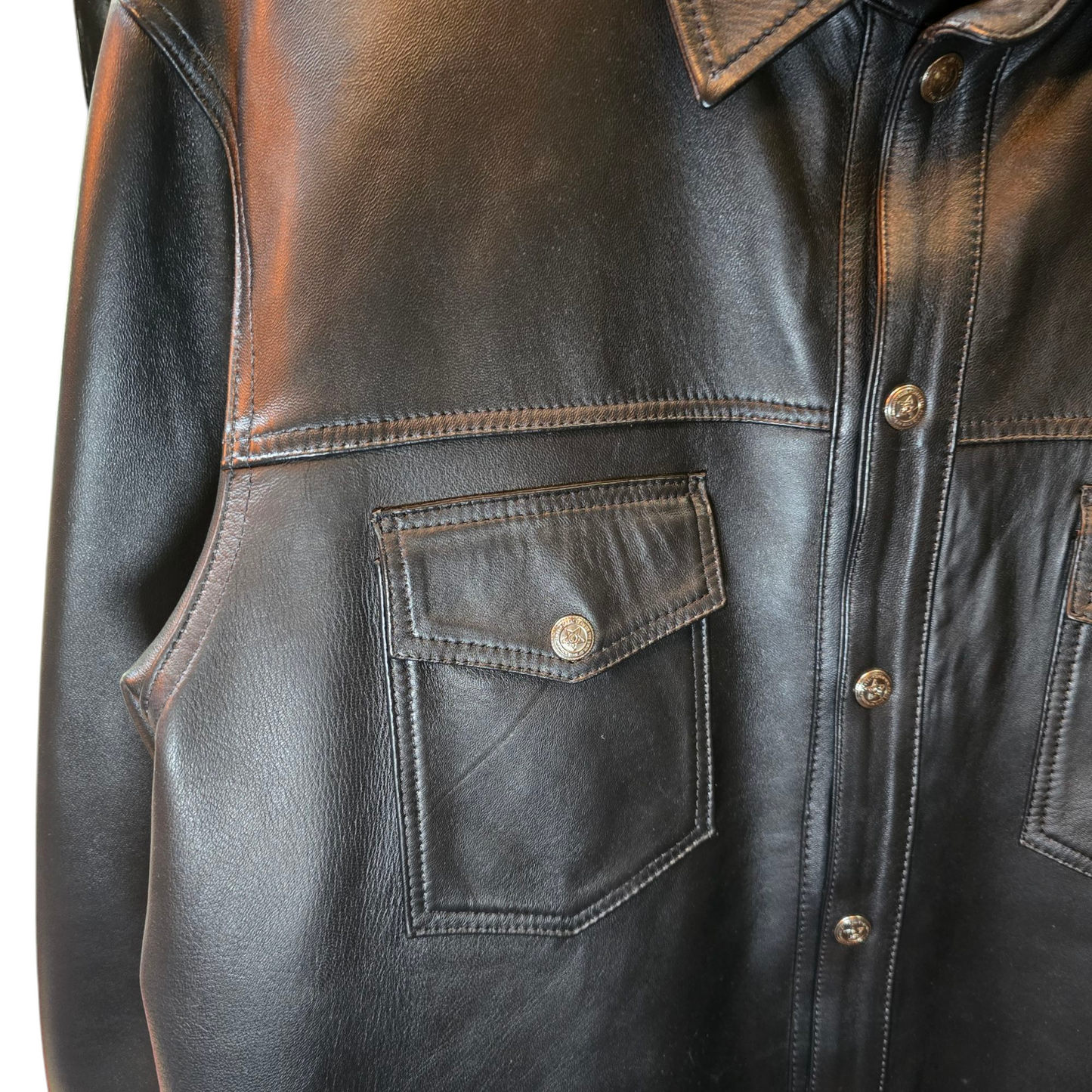 Classic Black Leather Shirt Jacket 0004 (Size 40)