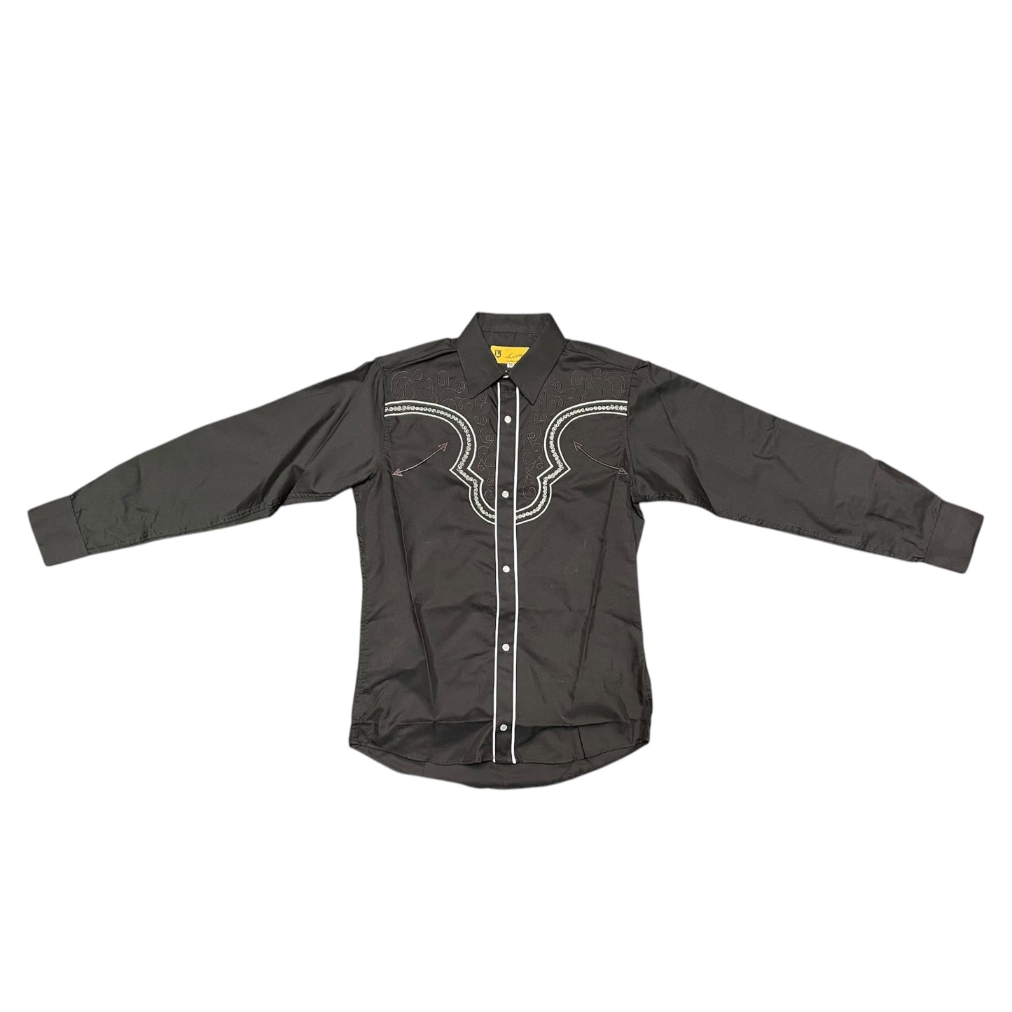 Western Shirt – Black with Embroidered Yoke Detail (0001)
