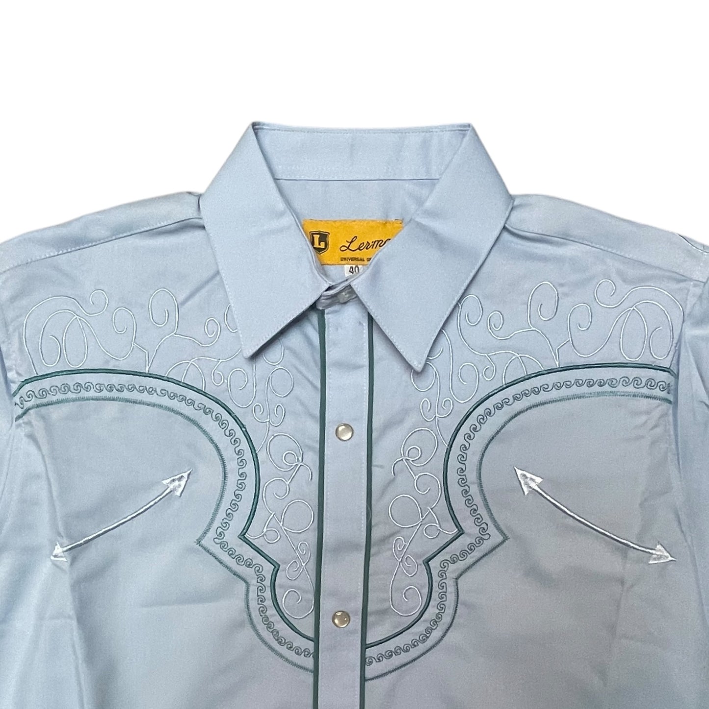 Western Shirt – Light Blue with Teal Piping (0005)