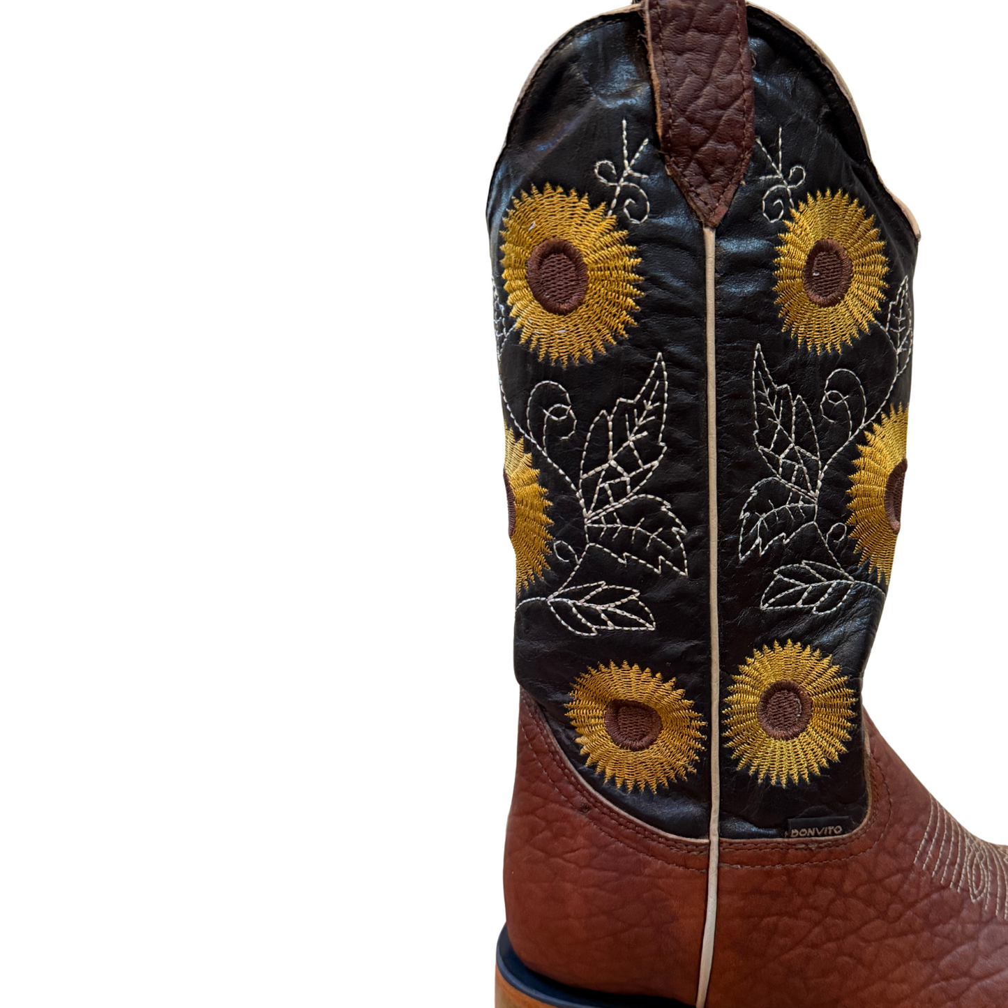 Women's Cowboy Boots (0007) - 13 " Square Toe Light Brown with Sunflowers
