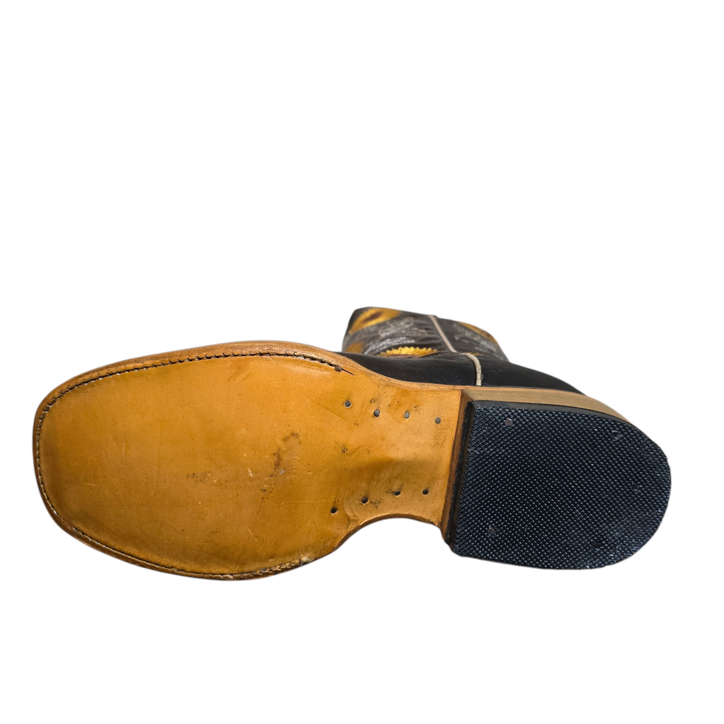 Women's Cowboy Boots (0007) - 13 " Square Toe Light Brown with Sunflowers