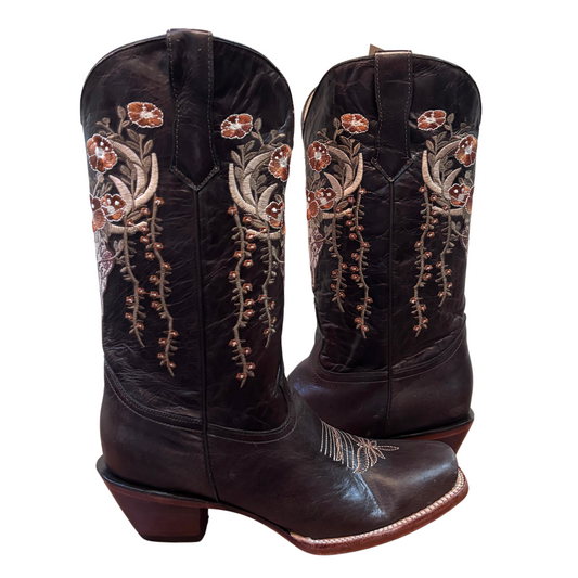 Women's Cowboy Boots (0001) - 14½" Square Toe Brown