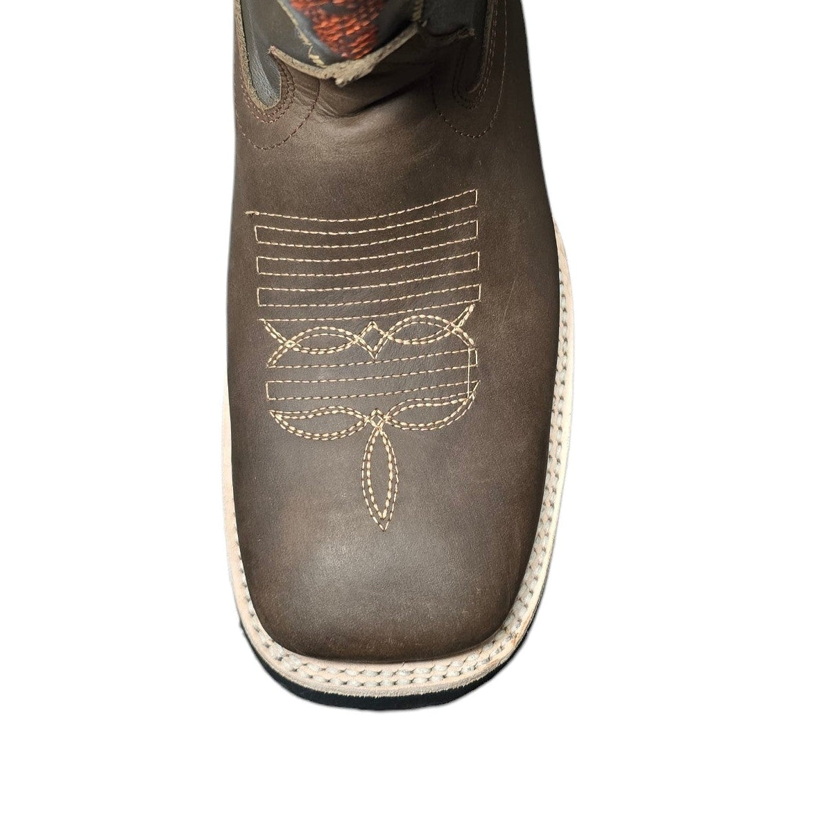 Cowboy Boots (0153) - 12" Brown Leather w/ Western Stitching & Square Toe