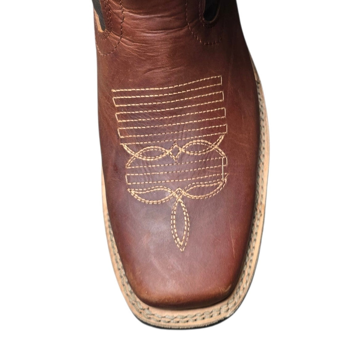 Cowboy Boots (0154) - 12" Burgundy & Black Leather w/ Rodeo Toe