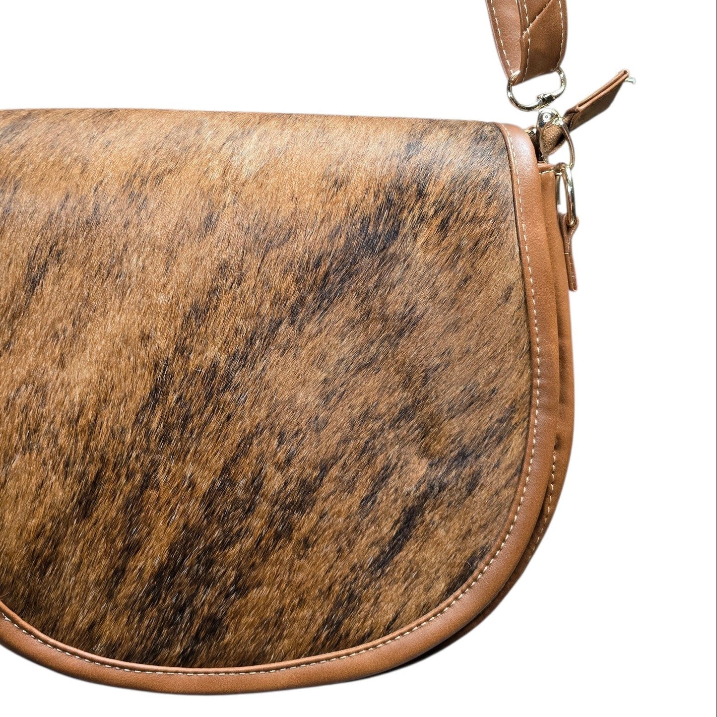 Handmade Leather Bag (0022) - Brown Hand Tooled Leather w/ Genuine Cowhide