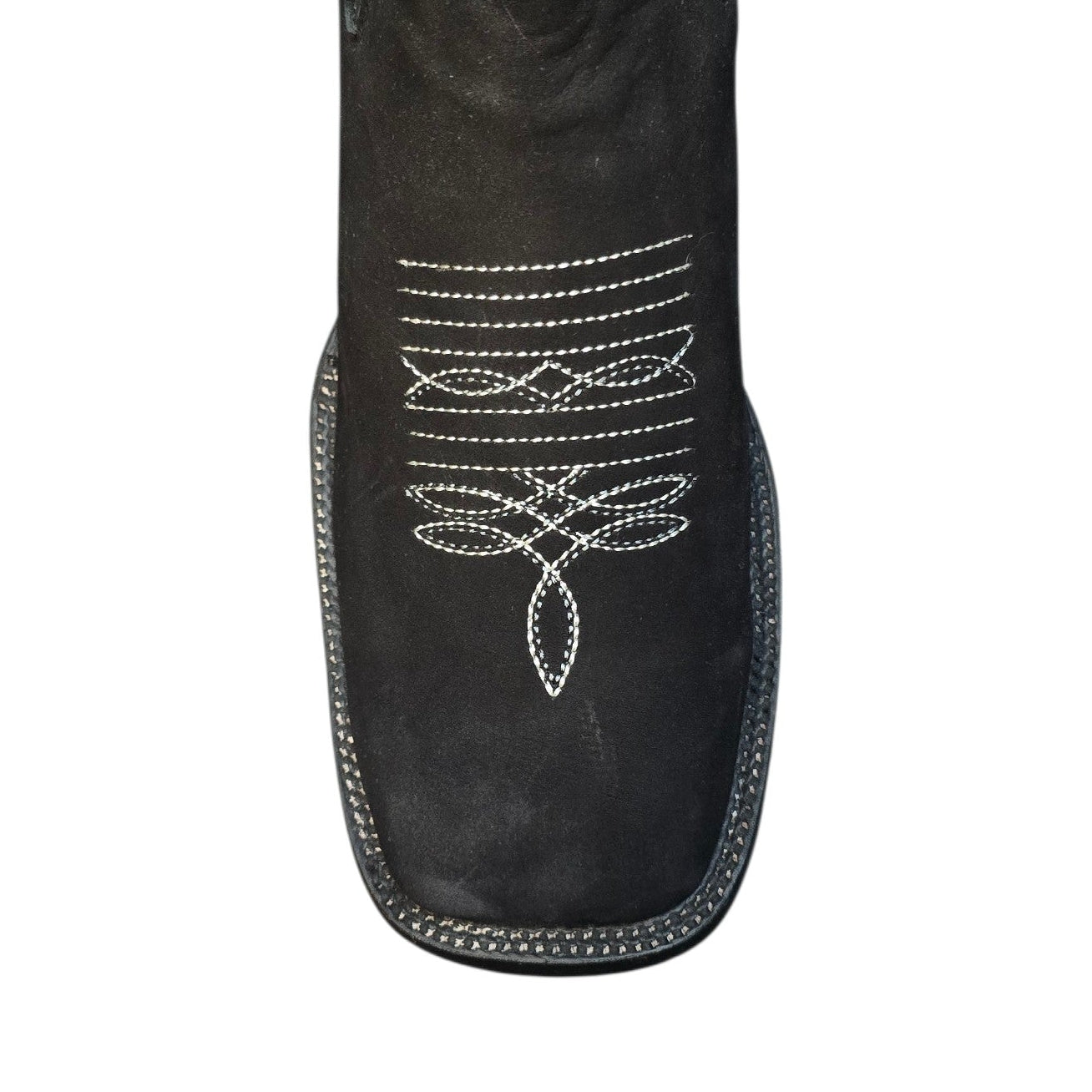 Unisex Western Ankle Boot (0029) - 7.5" Black Suede Square Toe