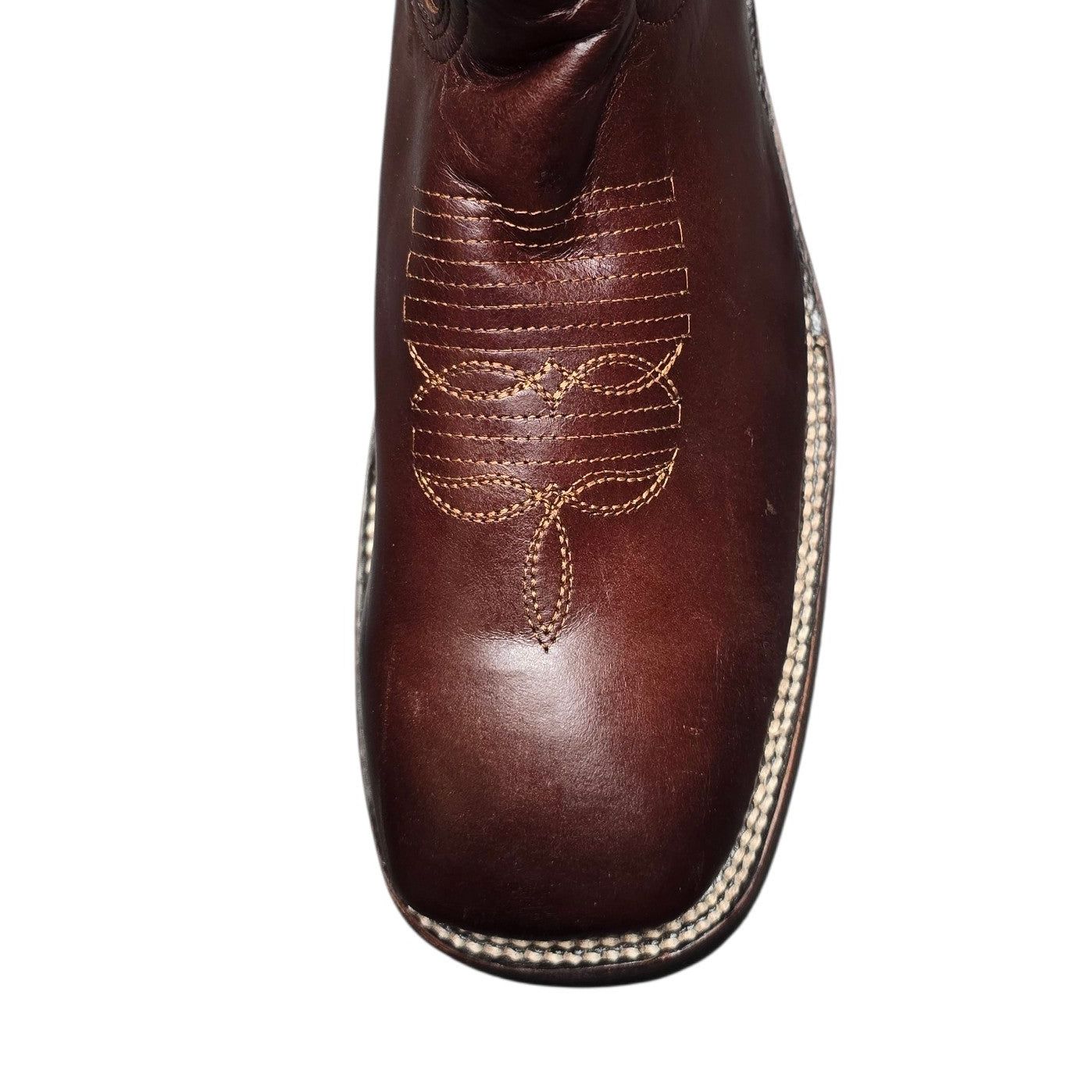 Cowboy Boots (0162) - 16" Mahogany Leather w/ Western Stitching & Square Toe