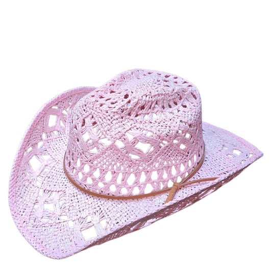 Pink Straw Cowboy Hat