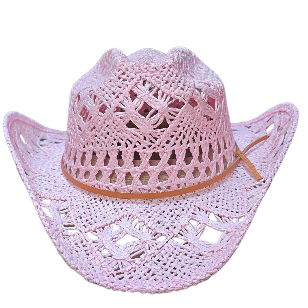 Pink Straw Cowboy Hat