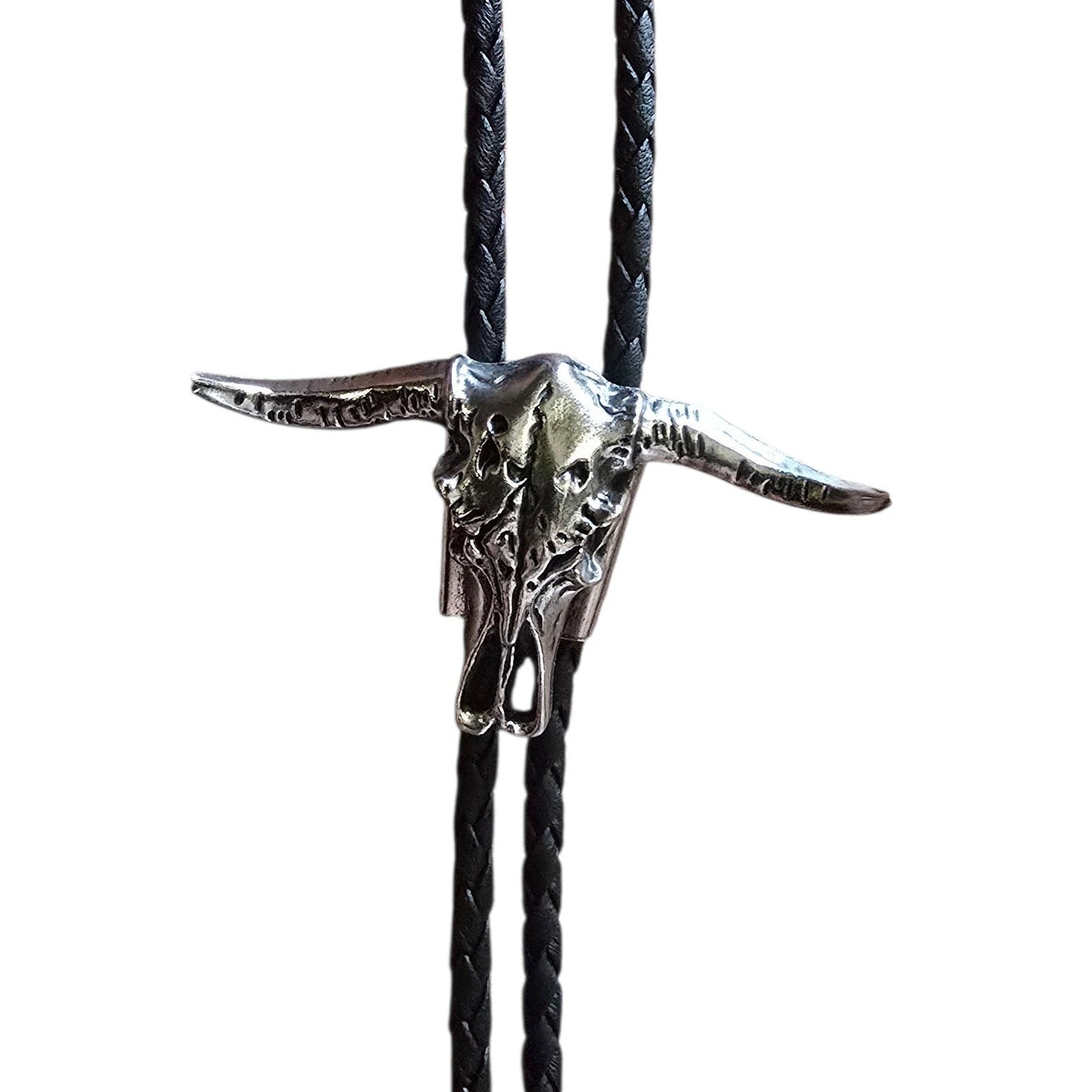 Western Bolo Tie (0073) - Silver Longhorn