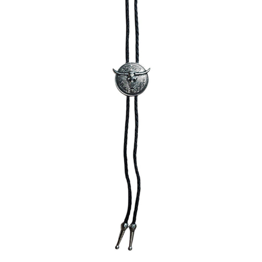 Western Bolo Tie (0075) - Silver Longhorn