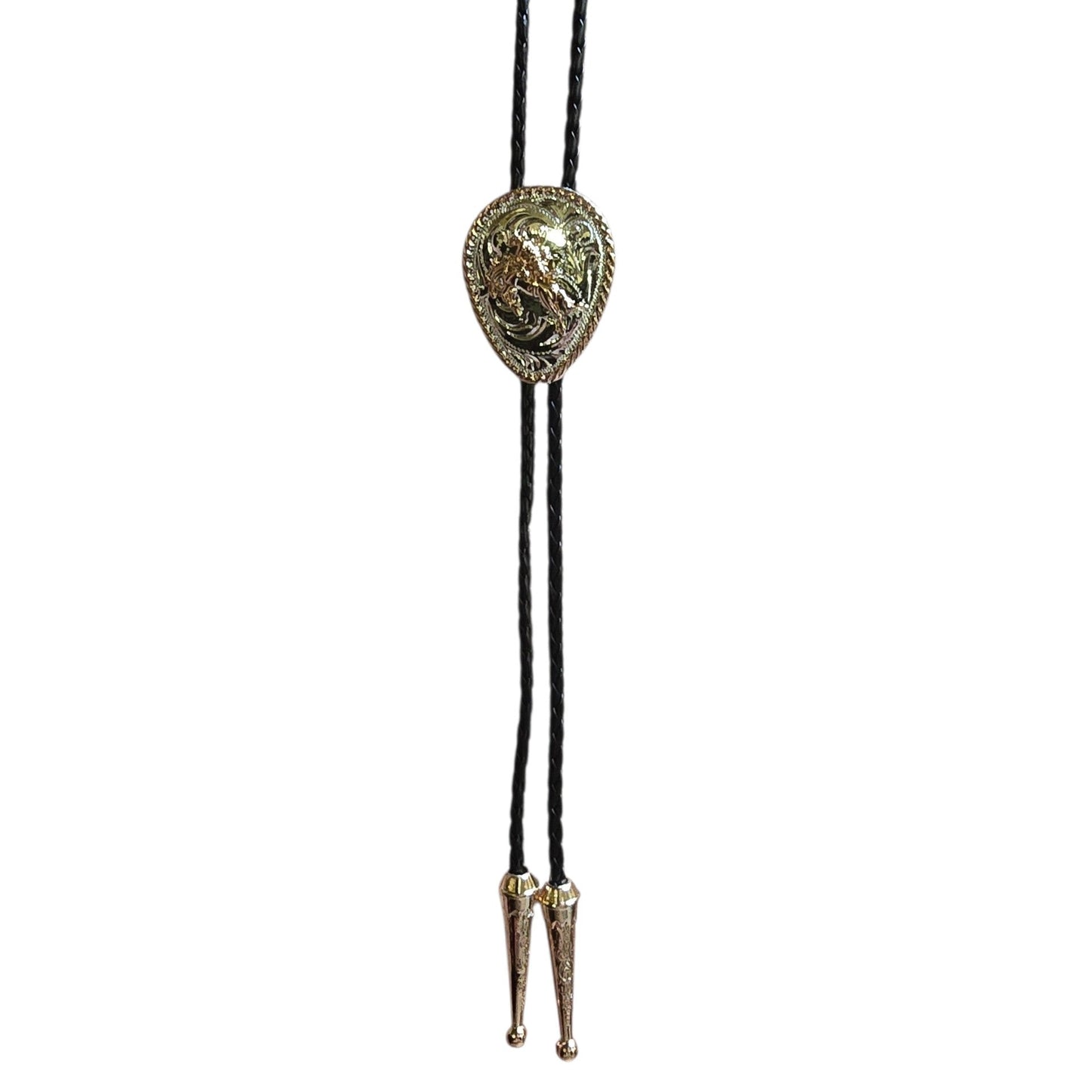 Western Bolo Tie (0077) - Silver & Gold Horse Head