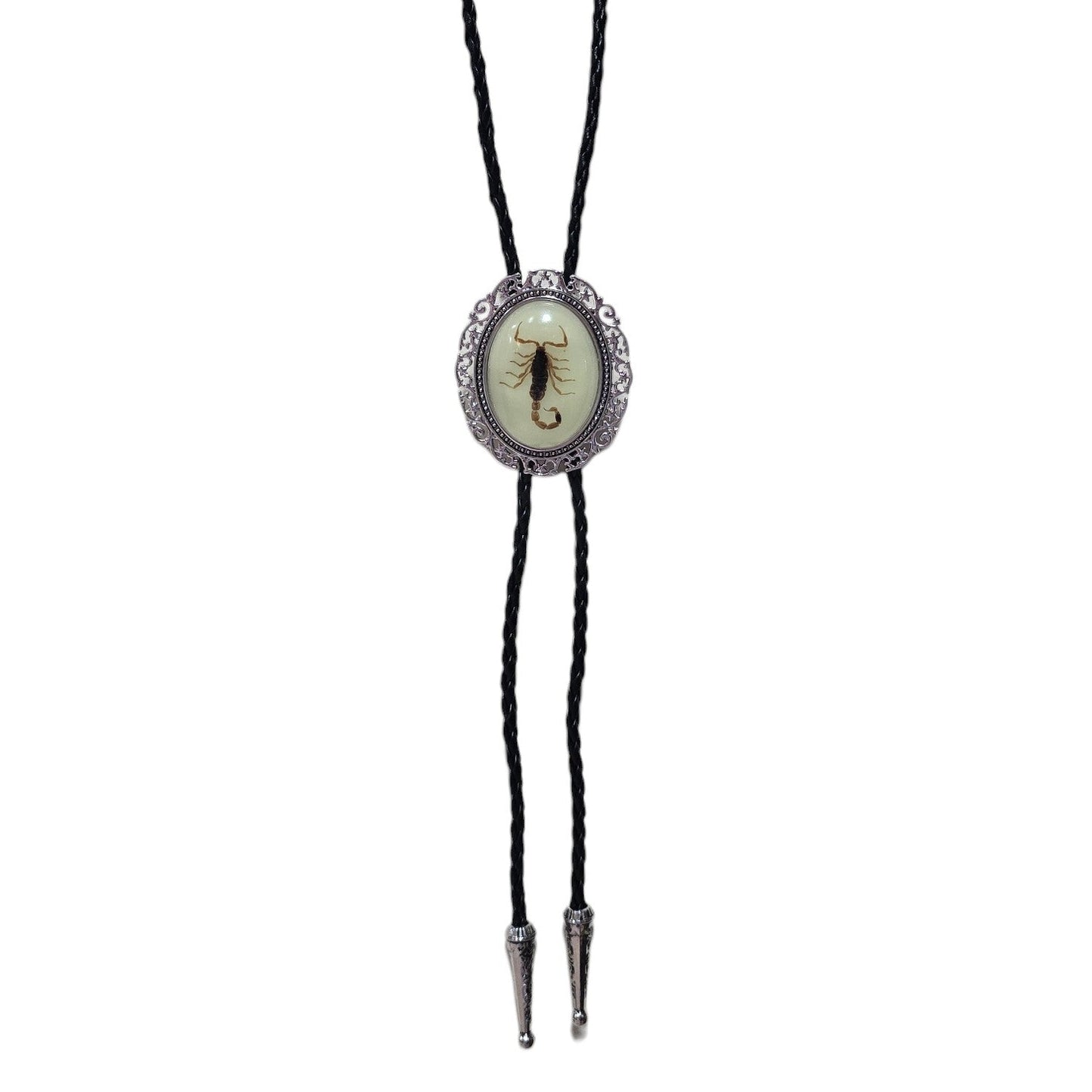 Western Bolo Tie (0056) - Silver w/ Genuine Scorpion (A)
