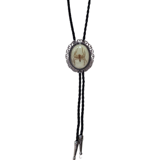 Western Bolo Tie (0079) - Silver w/ Genuine Spider