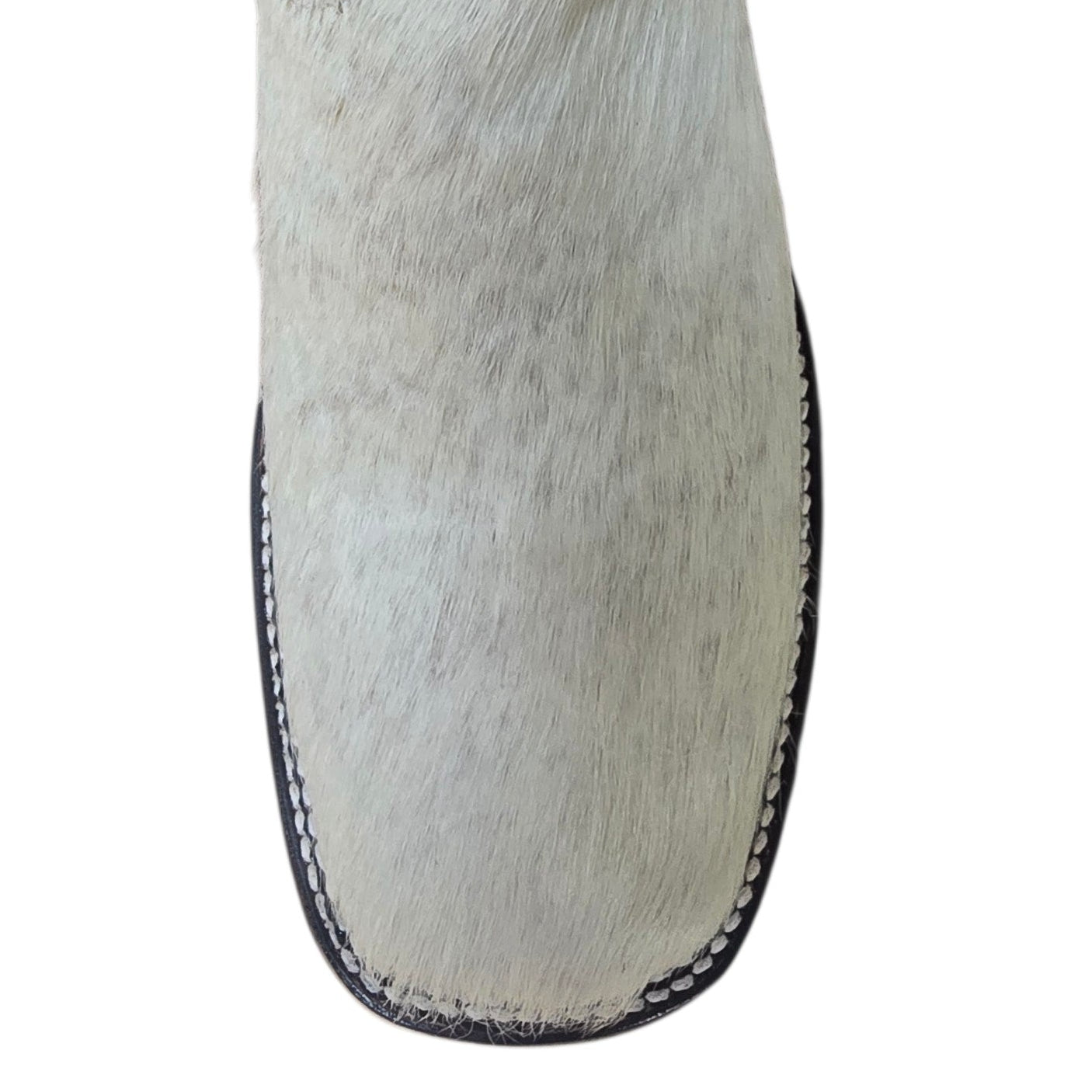 Cowboy Boots (0167) - 14" Genuine Cowhide & Black Leather Boots w/ Mesh Stitching & Square Toe