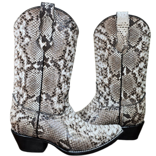 Exotic Leather Cowboy Boots (0169) - 13.5" Full Genuine Python Snake Skin Boots w/ Snip Toe