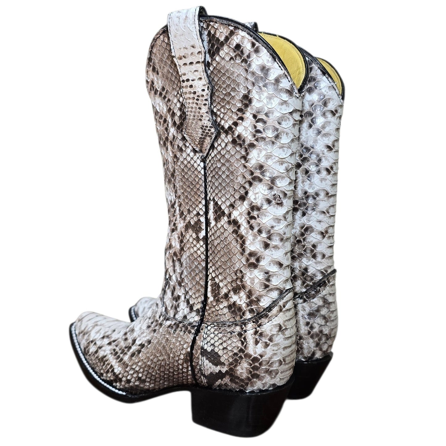 Cowboy Boots (0169) - 13.5" Full Genuine Phyton Snake Skin Boots w/ Snip Toe